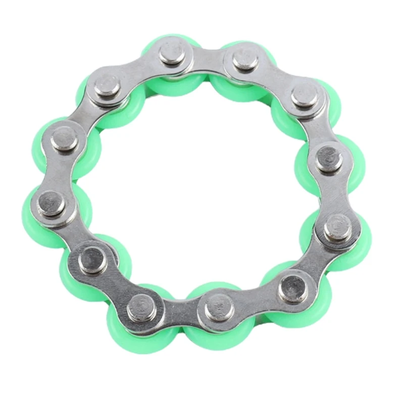 

1Set Sensory Fidget Cycle Chain Fidget Ring Toy Interactive Metal Bike Chain Set with Rolling Ring Anxiety Simple Dimple