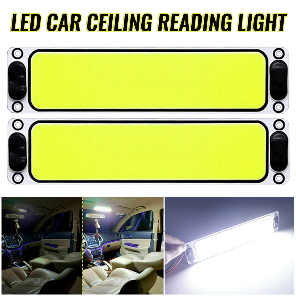 

2pcs White Cob Led 12V 24V Panel Dome Lamp Auto Car Interior Reading Plate Light Roof Ceiling Interior Wired Lamp Waterproof 10W