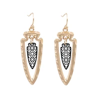 2020 new geometric hollowed out two in one triangle arrow filigree drop earrings for women