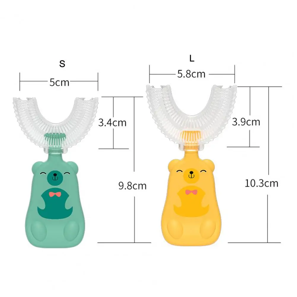 Ni&ntilde;o cepillo de dientes mango de historieta 360 grados de limpieza de mano de cerdas suaves U-Manual Tipo de cepillos de dientes suministros de beb&eacute; Cuidado Oral-5