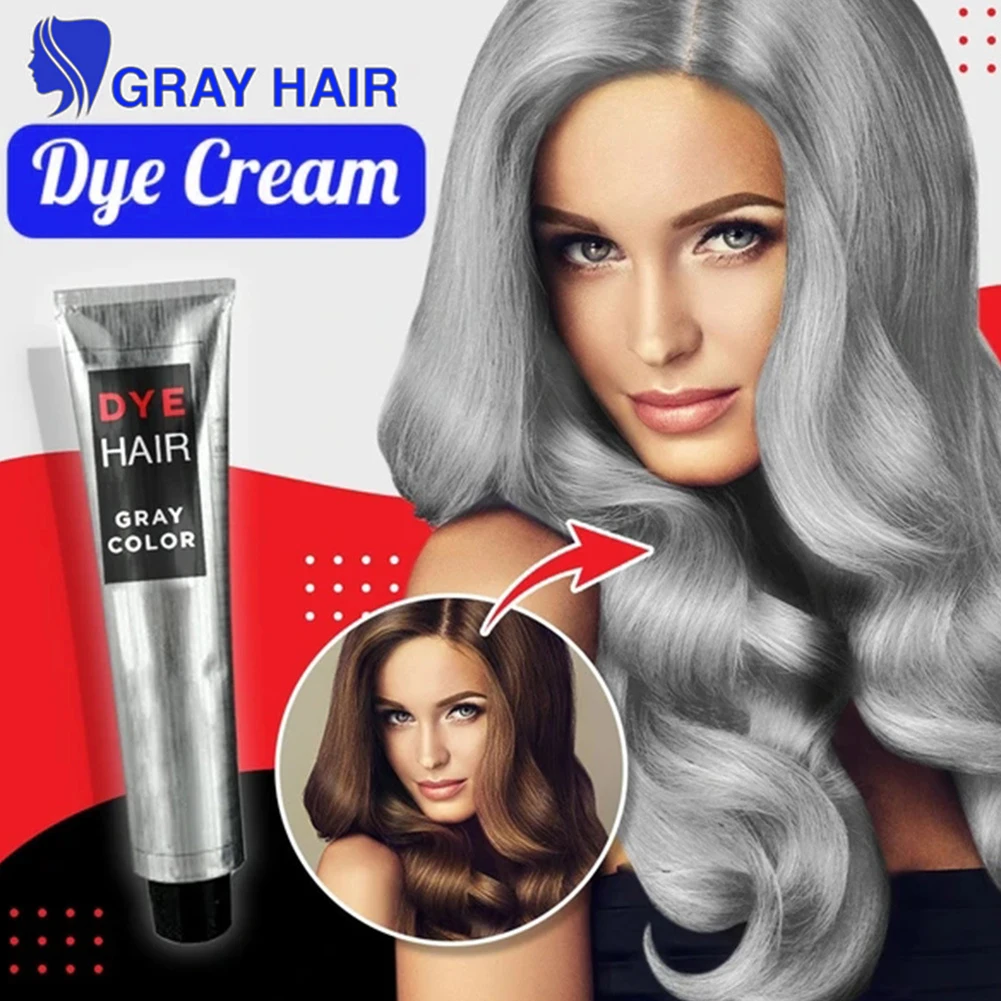 Fashion Grandma Grey Hair Dye Color Unisex Diy Fashion Gray Silver Color Super Gray Hair Cream 100ml Temporary Grey Hair Cover