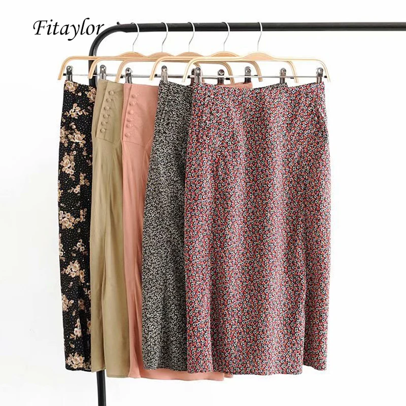 Женская юбка карандаш Fitaylor элегантная Облегающие юбки средней длины с высокой