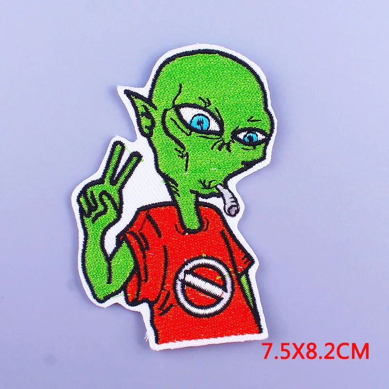 Нашивка Alien с НЛО полосатые вышитые нашивки в стиле панк на одежде термоклейкие