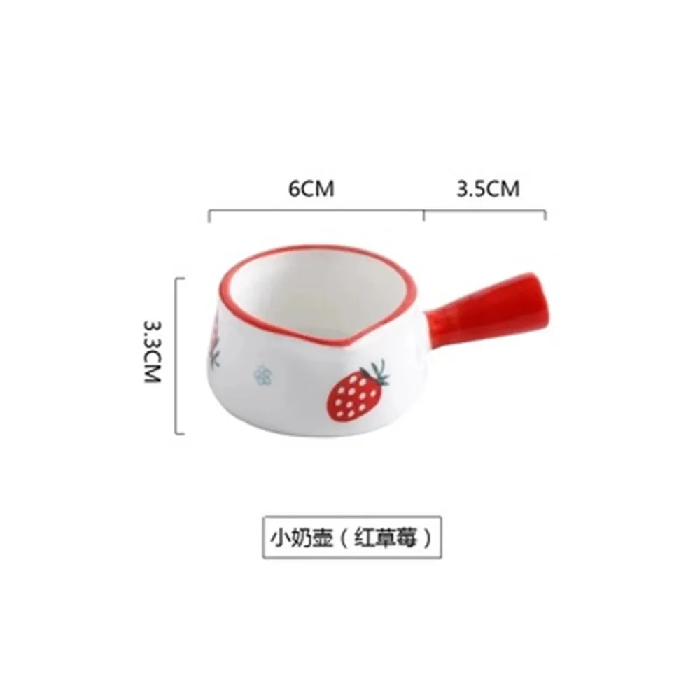 

Ceramic Mini Sauce Pan Milk Jug Coffee Pot Fruit Cup Cookware Cute Strawberry Kitchen Cookware Pot Bowl With Handle Sugar Bowl