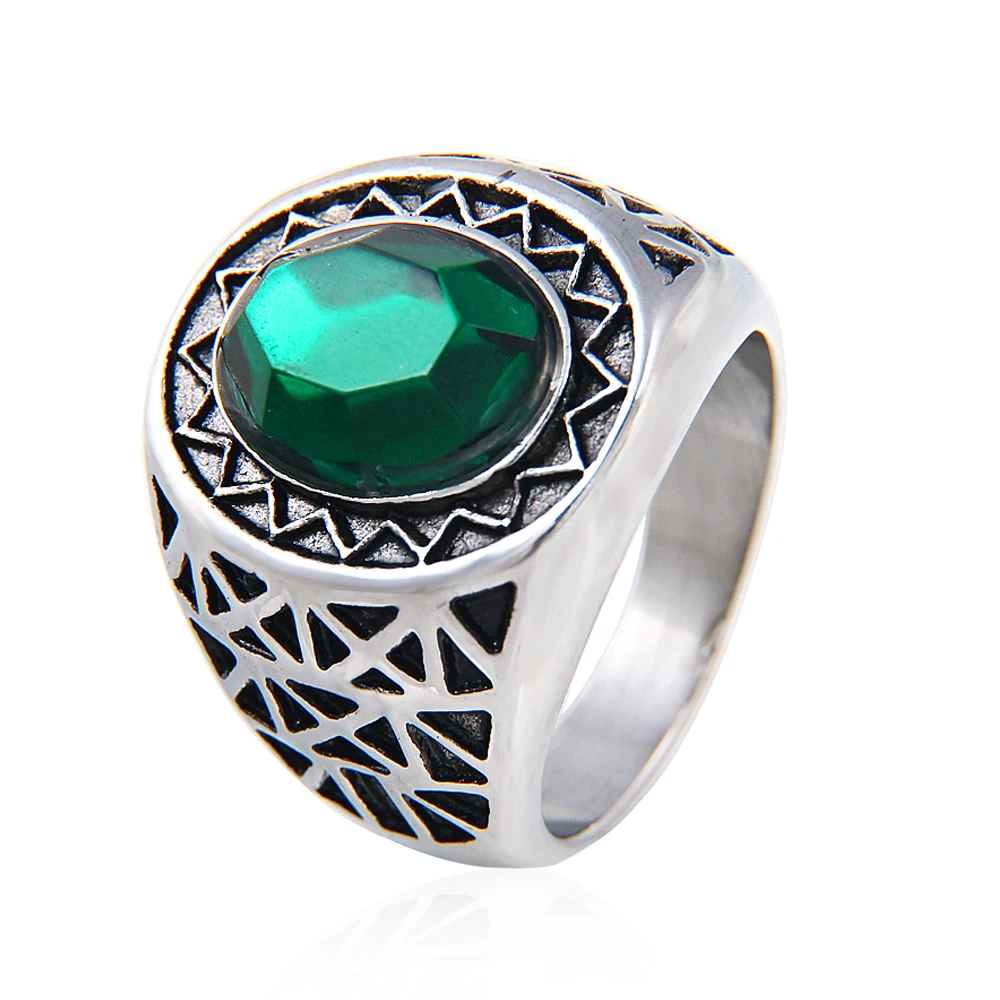 Дворцовое зеленое ювелирное изделие из нержавеющей стали ретро кольцо