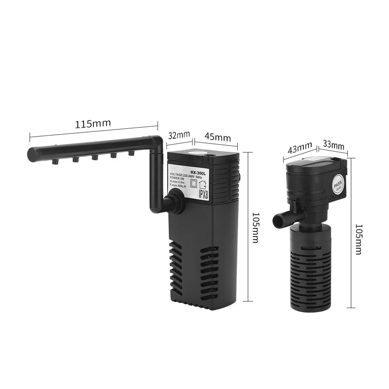 

1Pc Mini 3 in 1 Multi-function Aquarium Filter Purifier Submersible Internal Fish Tank Filter Power Filter