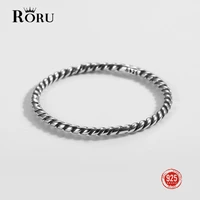 925 sterling silver oxidized rings thin dense twisted rope ring for women fine jewelry simple fashion finger rings
