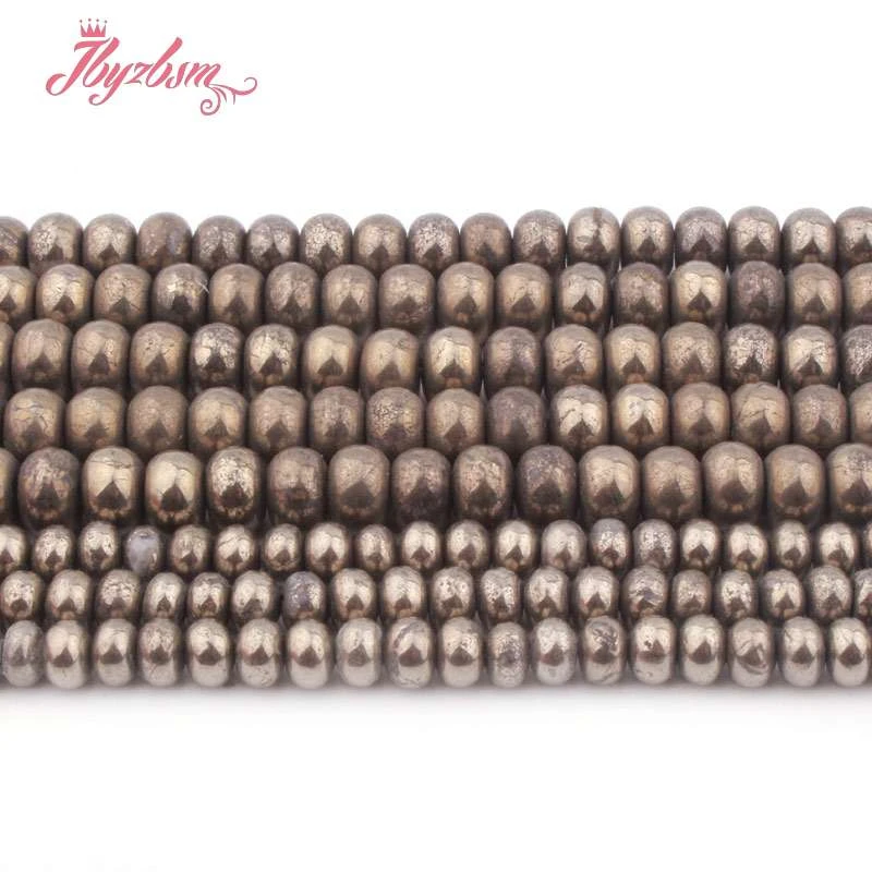 

Smooth Heishi Rondelle Silvers Gray Natural Pyrite Stone Spacer Beads for DIY Necklace Bracelet Earrings Ring Jewelry Making 15"