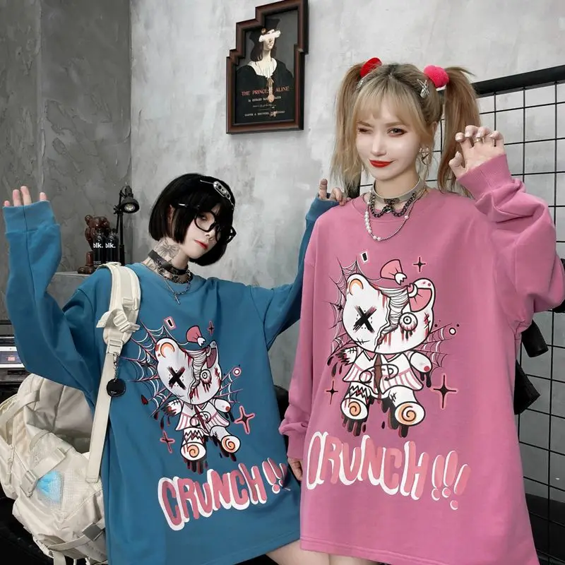 Женская футболка с длинным рукавом свободная Осенняя мультипликационным аниме