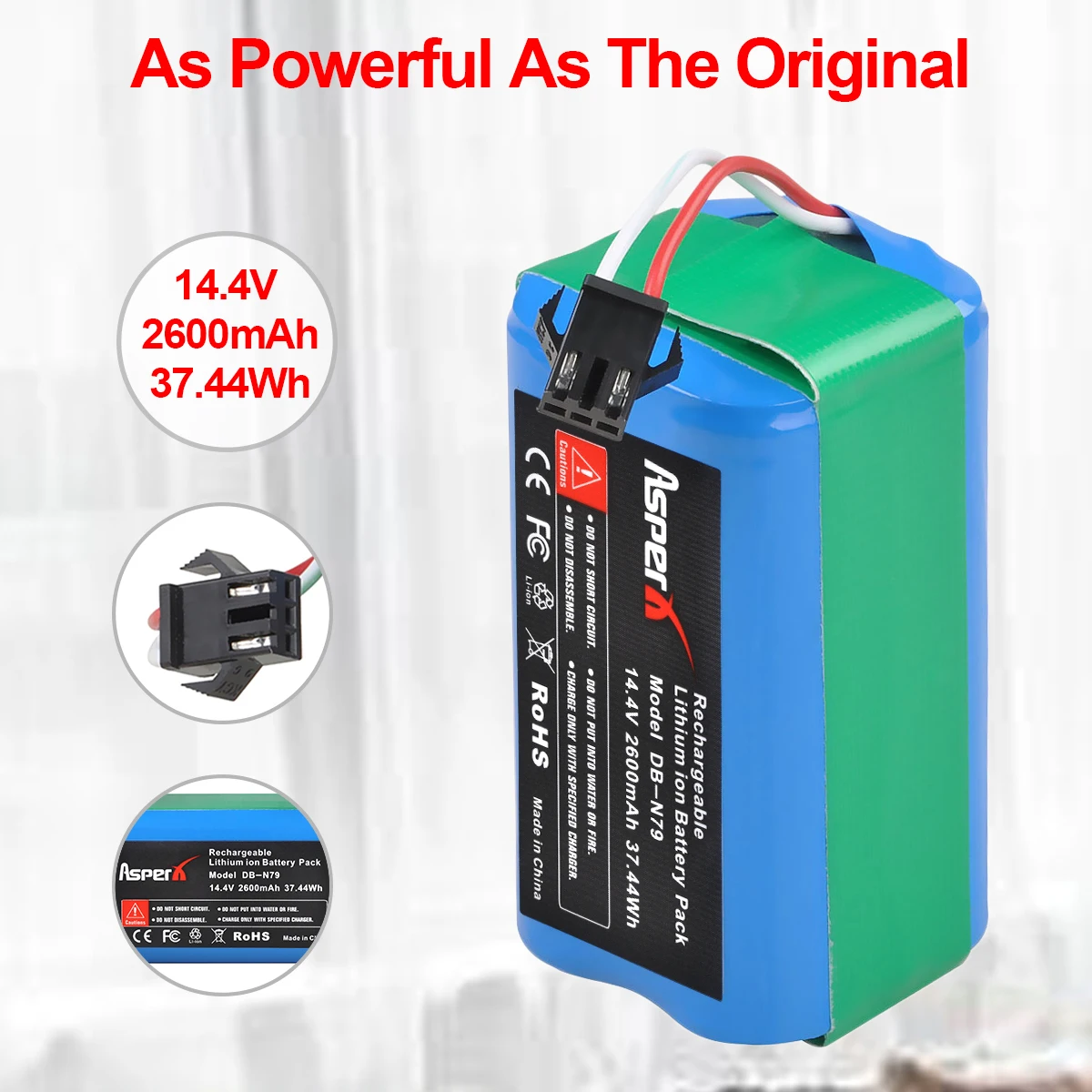 

14.4V 2600mAh Li-ion battery Bateria for Conga Excellence 990 Ecovacs Deebot N79 N79S DN622, Eufy Robovac 11 11S 12 15C 15S 35C