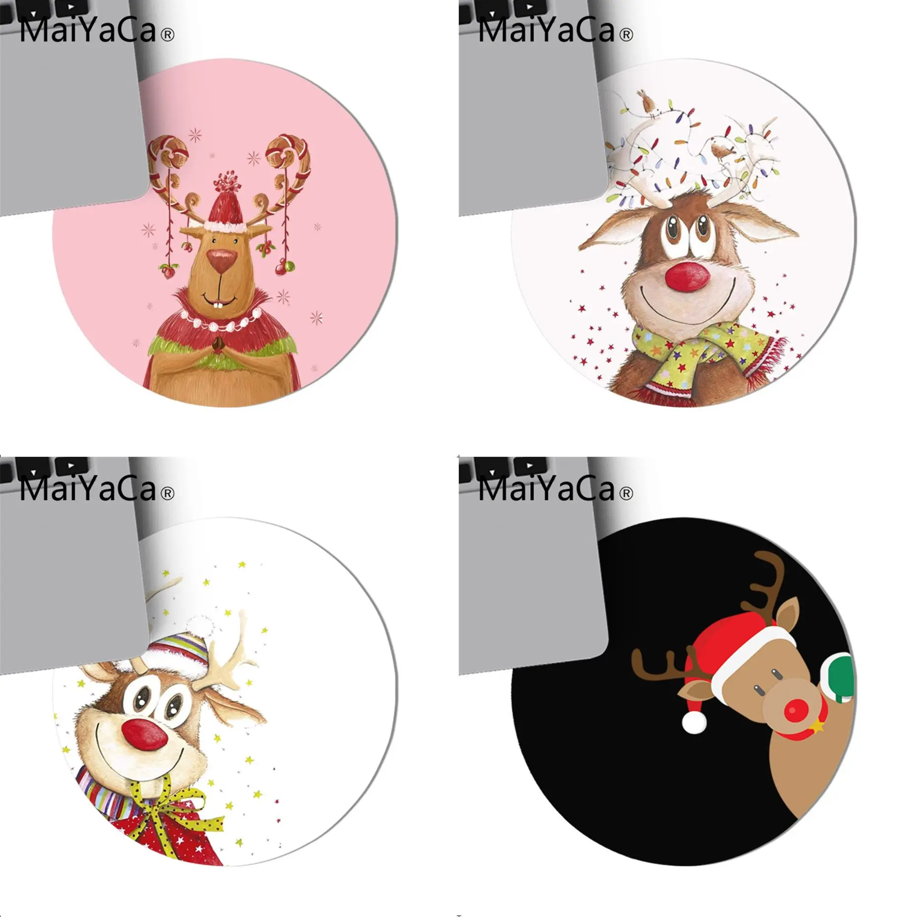 

MaiYaCa Christmas elk Beautiful Anime round Mouse Mat Game Mouse Pad round mouse Mat Anti Slip gaming Mousepad 22x22cm