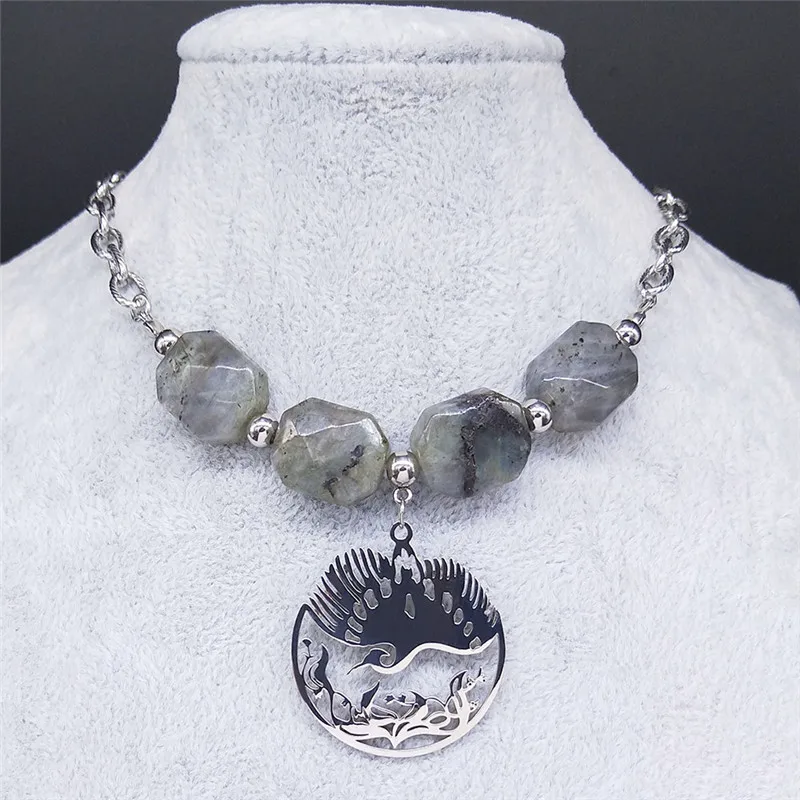 

Bohemia Phoenix Bird Stainless Steel Flash Stone Big Neckless Women Silver Color Choker Necklace Jewelry bijoux femme N3078S04
