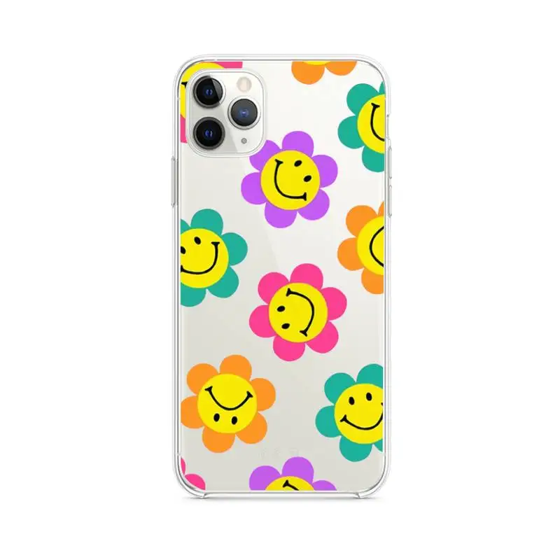 

Smiley Flowers Phone Case clear for iphone 12 pro max mini 11 pro XS MAX 8 7 6 6S Plus X 5S SE 2020 XR cover