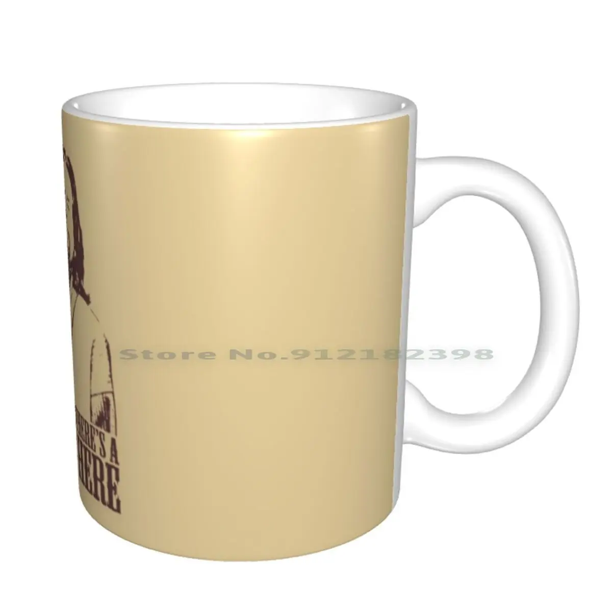 Большие лебоуски аккуратный человек здесь Футболка с напитком керамические