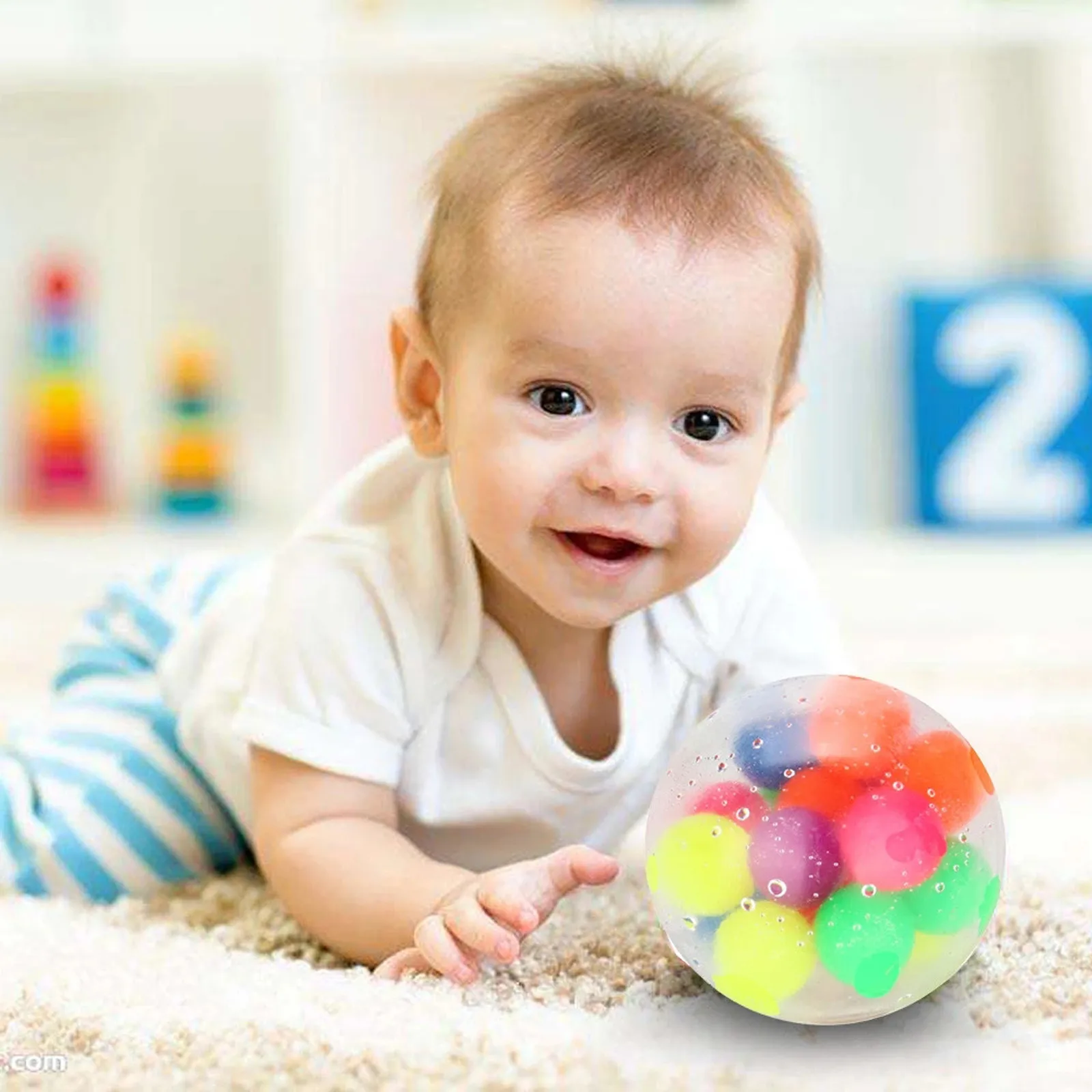 

2PC Colors Sensory Toys Creative Ball Ball Water Funny Decompression Vent Squeeze Music Childrens Adults Office Stress Game Toys