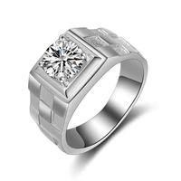 925 silver color vvs2 diamond ring for men anillos bizuteria hip hop gemstone silver 925 jewelry white topaz diamond ring box