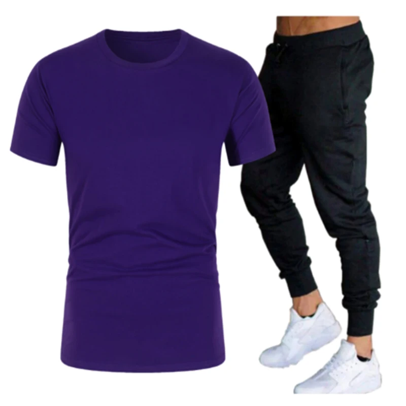 

2021 Summer Fashion Leisure brand Men's Set Tracksuit Sportswear Track Suits Male Sweatsuit Short Sleeves T shirt 2 piece sets