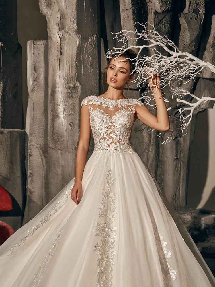 

Hi Shy Bride New Simple Wedding Dress Backless Sleeveless Design Chiffon Lace Bride Dresses Princess Dress Plus Size Tailor-made