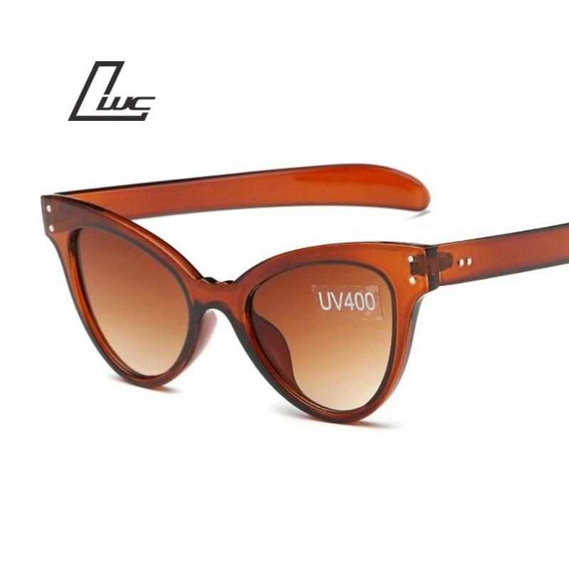 Прозрачный Cat Eye Солнцезащитные Очки Женщины Марка Дизайнер Винтаж Cateye Женские