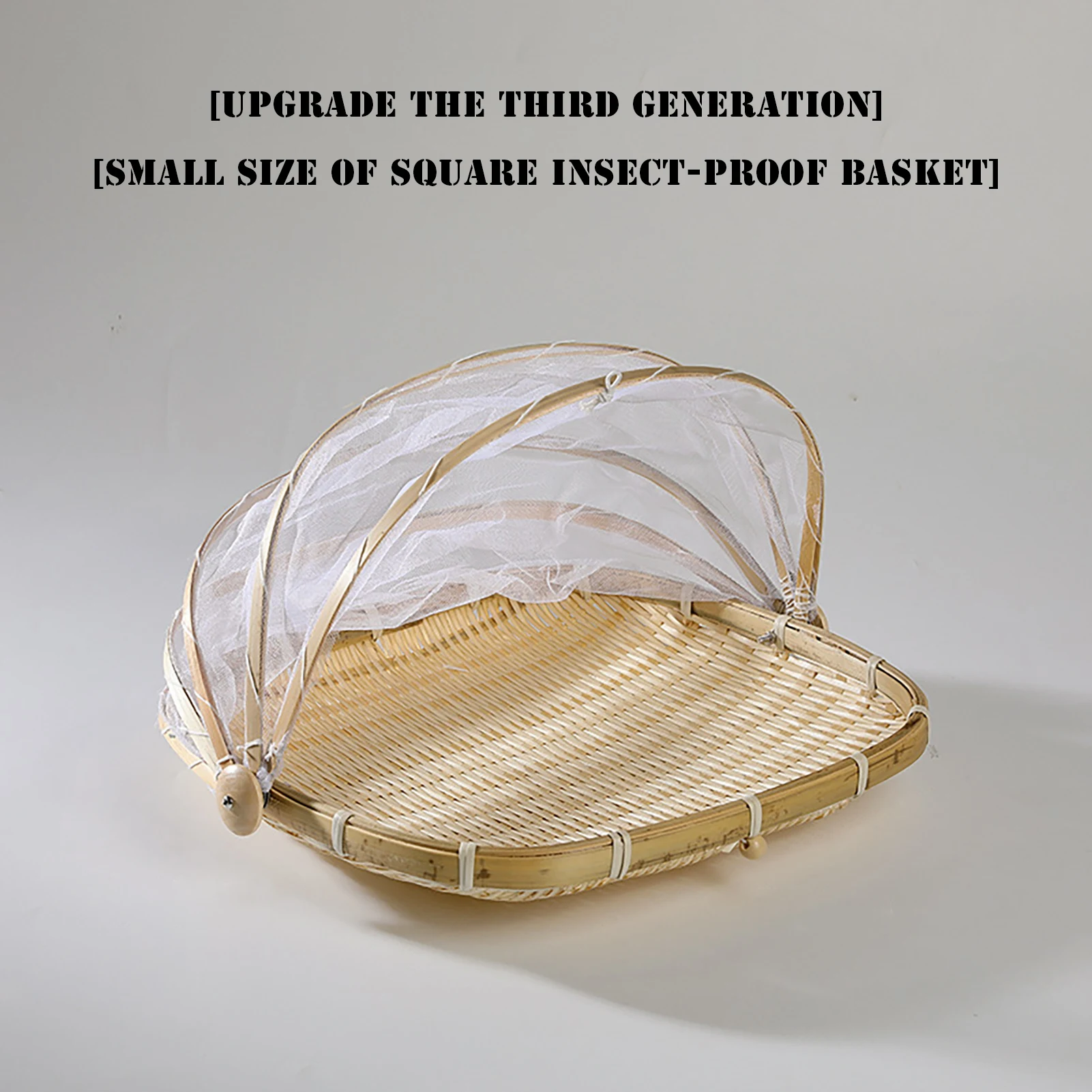 

Basket With Gauze Hand-woven Bug-proof Picnic Storage Organizer Handmade Fruit Vegetable Bread Cover Wicker Basket With fitting