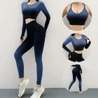 Комплект для йоги, одежда для тренажерного зала, женский спортивный костюм для фитнеса, одежда, леггинсы, спортивные бюстгальтеры, Топ с длинным рукавом, женский спортивный костюм