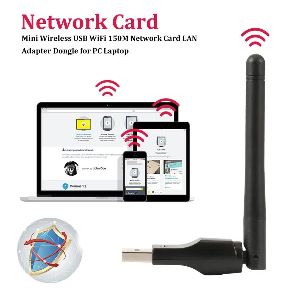 Мини беспроводной WiFi адаптер 150 Мбит/с 20dBm антенна USB приемник сетевая карта 802.11b/n/g
