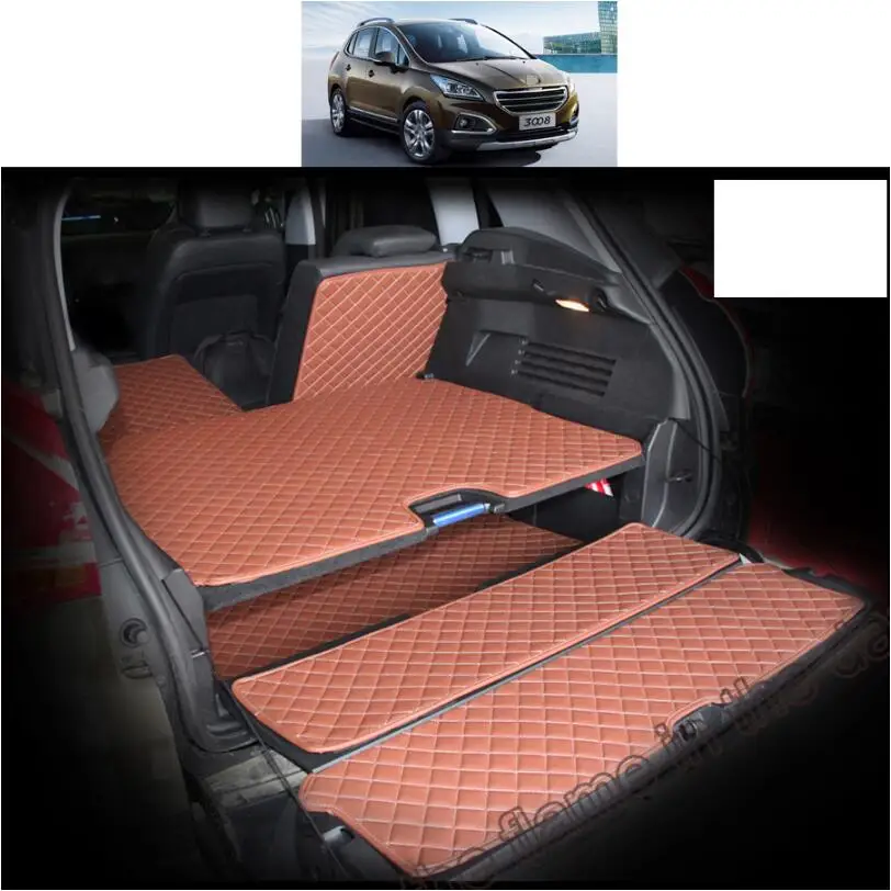 Для peugeot 3008 кожаный коврик для багажника автомобиля cargo linger 2012 2013 2014 2015 2016 2017 ковер