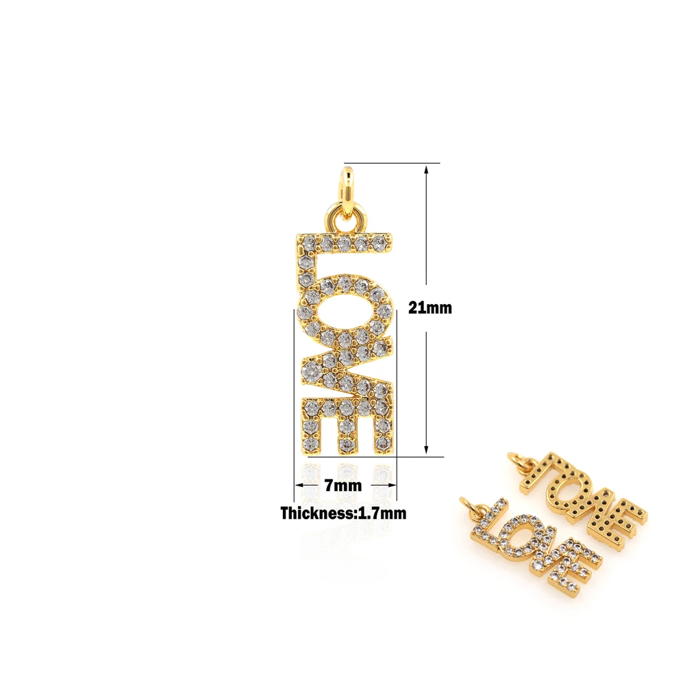 

2021 New Love Letter Pendant Gold Micro Shop LOVE Letter Jewelry Accessories Ladies Girl Birthday Wedding Party Gift CZ Charm
