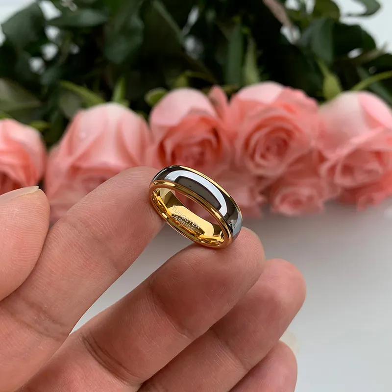 6mm Width Обручальные кольца из вольфрама, Женские Ювелирные изделия, Золотые мужские кольца из карбида вольфрама, юбилейное кольцо для пары, проложенные края, удобная посадка - Цвет основного камня: 6mm Width