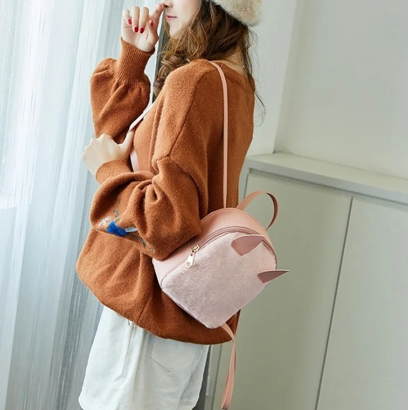 Модная мини сумка корейский тренд рюкзак с кошачьими ушками модная маленькая