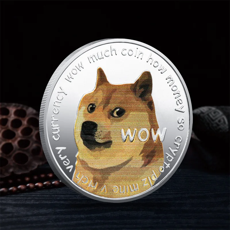 

High Quality Dogecoin To The Moon Souvenir Plated Gold Silver Commemorative Coin WOW Pattern Collectibles Coin