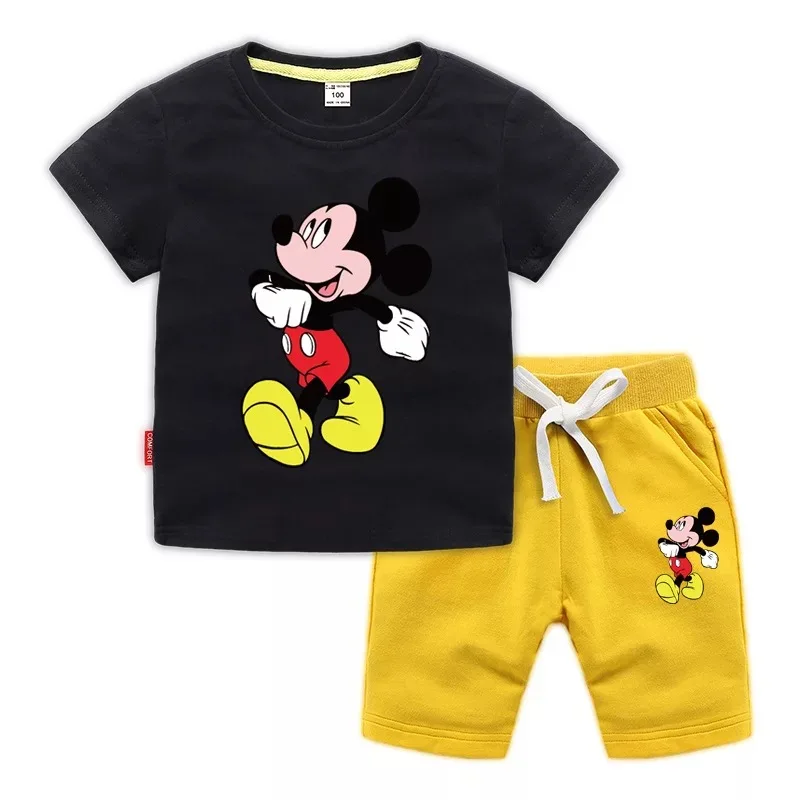 Disney Mickey Mouse/комплект одежды для маленьких мальчиков футболка девочек топы + штаны