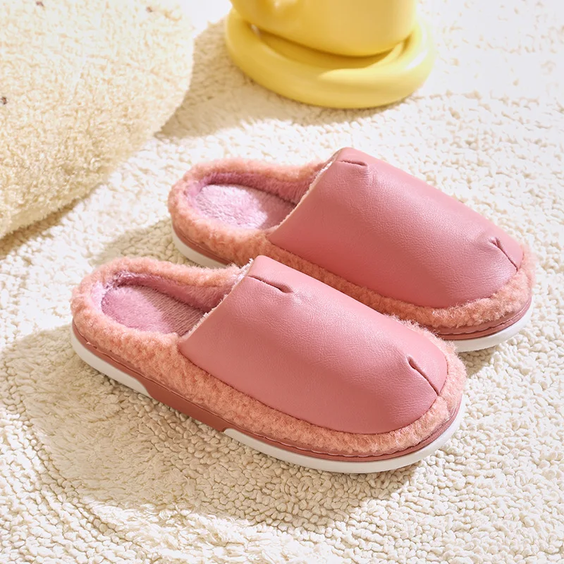 Wholesale Winter Women House Slippers Faux Fur Ladies Warm Fluffy Water Proof Non-Slip Soft Flat Heel Men Zapatillas Casa Mujer