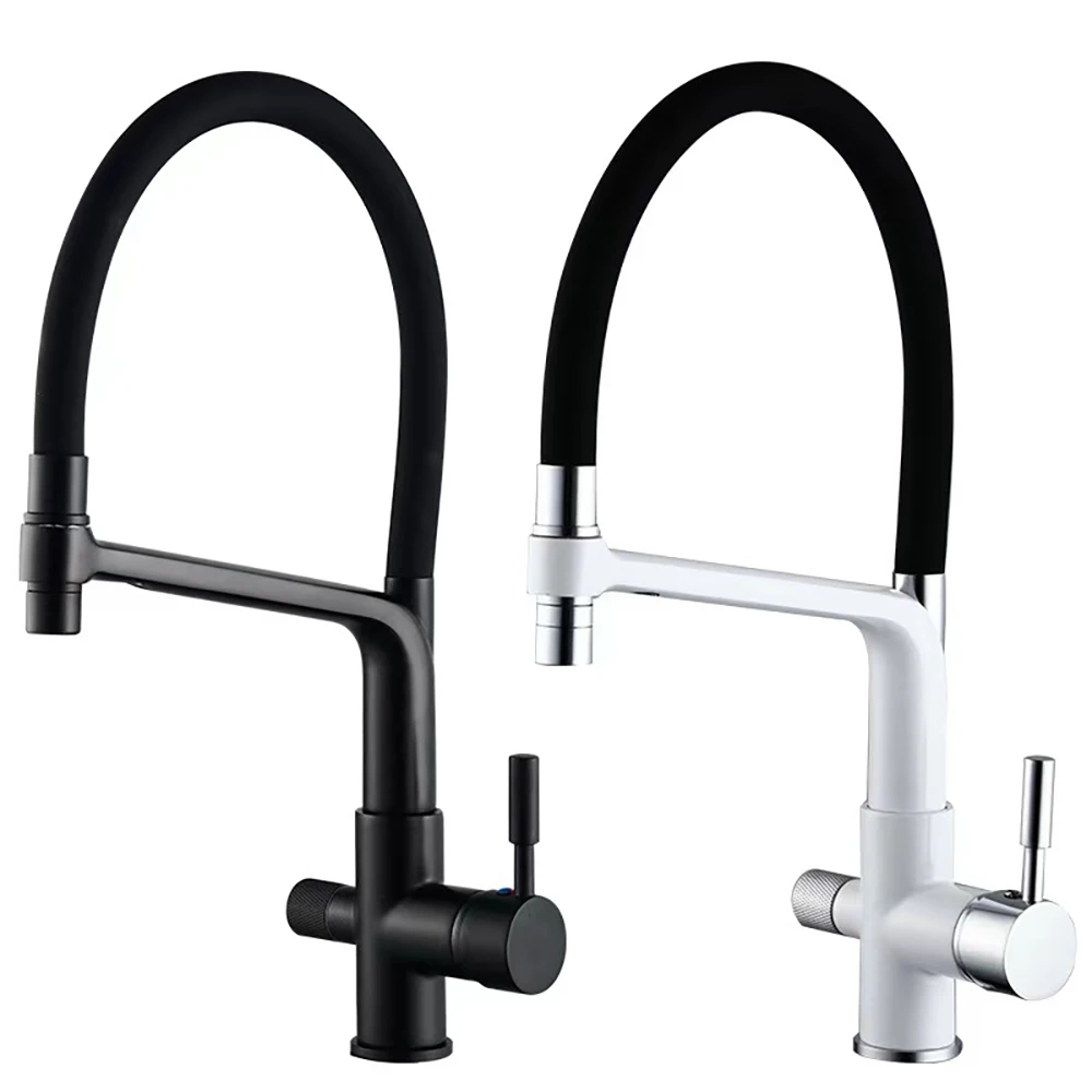 

Kitchen Water Filter Faucet Kitchen Faucets Dual Spout Filter Faucet Mixer 360 Degree Rotation Water Purification Feature Taps