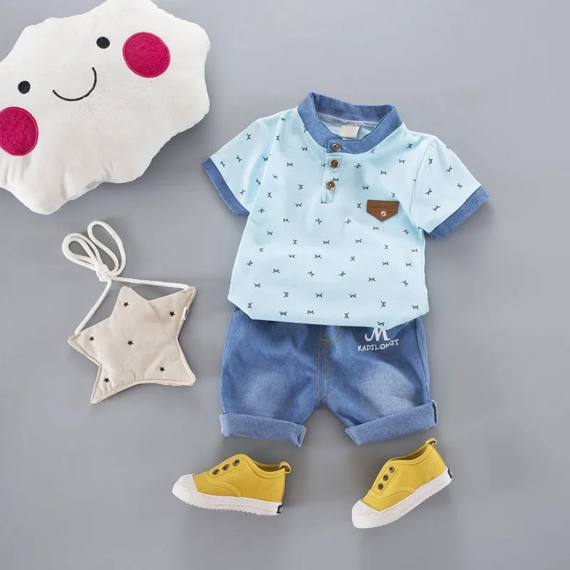 2020 модная летняя одежда для маленьких мальчиков хлопковый комплект спортивный