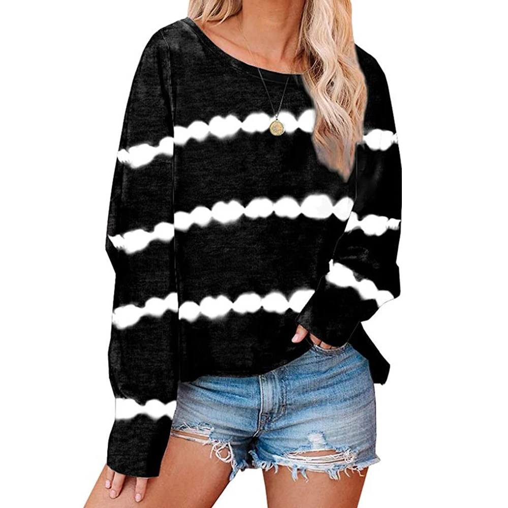 

Women T Shirts Striped T Shirt Female Women's Top Autumn Clothes Long Sleeve Casual O Neck T Shirt Women Clothing