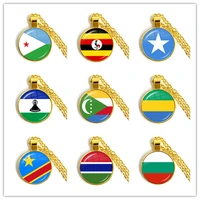 djiboutiugandagambiacongogaboncomoroslesothosomaliabulgaria national flag glass cabochon pendant necklace jewelry gift