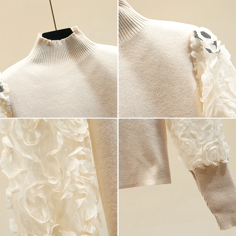 Свитер с воротником-хомутом женский новый толстый свитер длинным