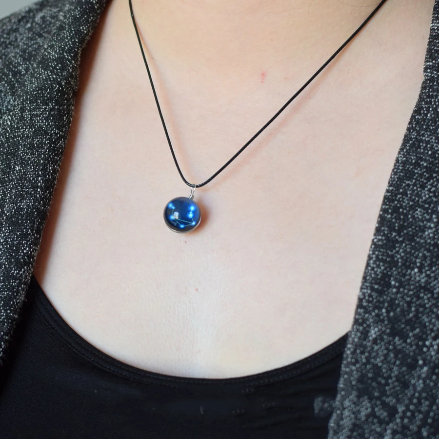 

12 Constellation Pendant Necklace Luminous Glass Ball Necklaces Ladies Man Fashion Banquet New Trendy Jewelry Accessories Gifts