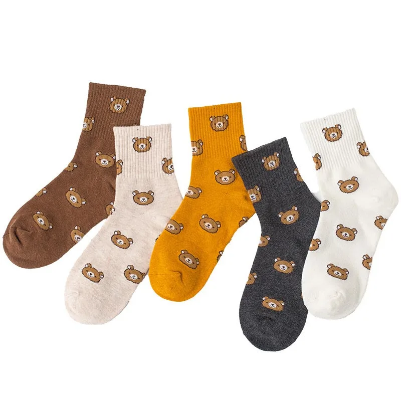 

Autumn/Winter Kawaii Bear Tide Cute Sokken New Product Lovely Happy Cartoon Personality College Style Socks Women Calcetines
