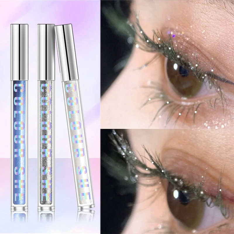 1pcs Diamond Glitter Mascara Quick Dry Curling Lengthening Eyelashes Korean Cosmetics Shiny Eyes Makeup Fiber Waterproof Mascara