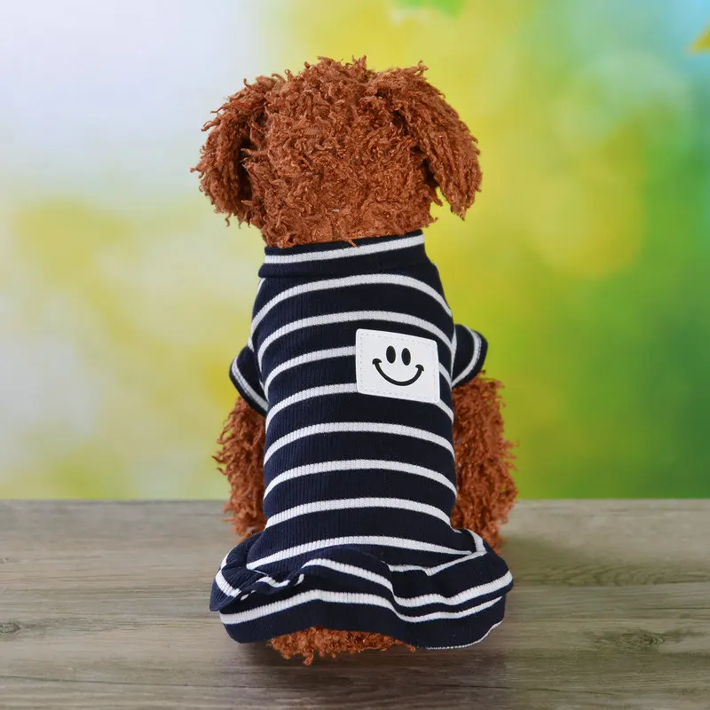 Летняя полосатая жилетка для питомцев щенков маленьких собак кошек хлопковая