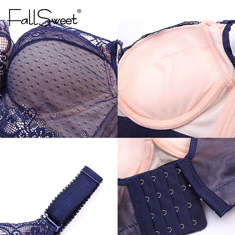 FallSweet 30 pcs / lot ! Wholesale Sexy Push Up Bras for Women Plus Size Lingeire Lace Padded Underwear Add Two Cup Brassiere