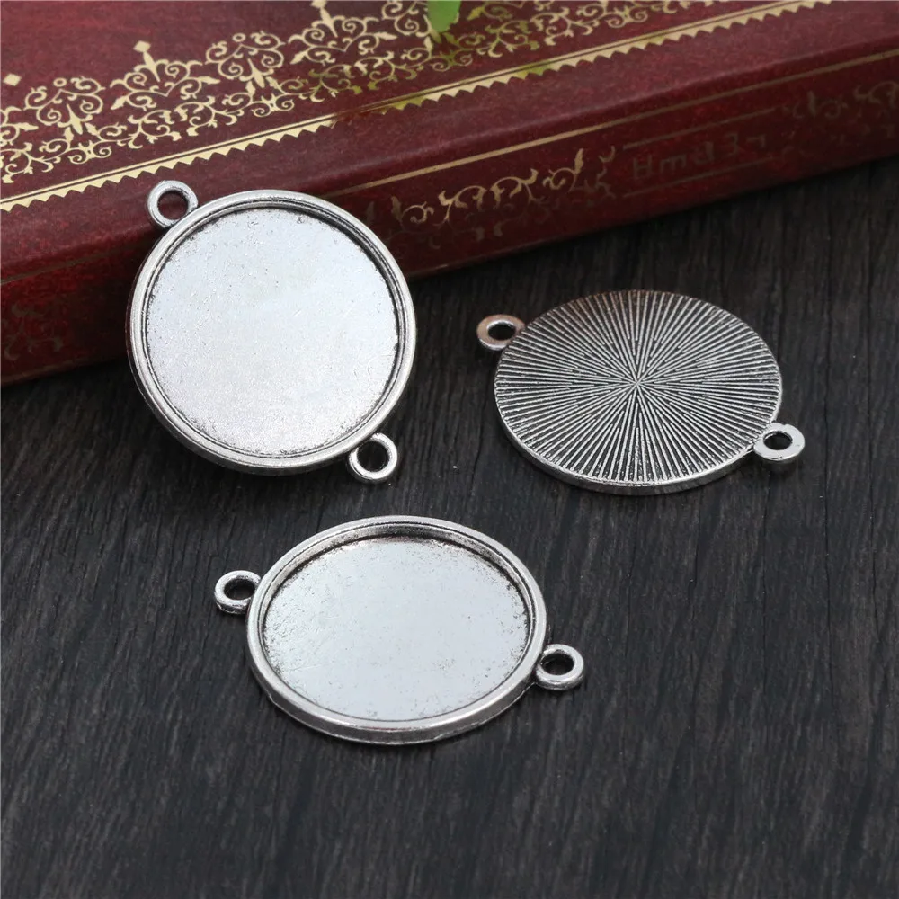 Antique Silver 10 шт. 20 мм внутренняя Размеры классический 5 цветов с покрытием One Двусторонняя подвесная простая Стиль кабошоны базовые медальон подвеска - Цвет: Antique Silver