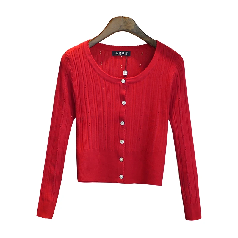 Короткий женский вязаный кардиган белый свитер корейский тонкий женские топы