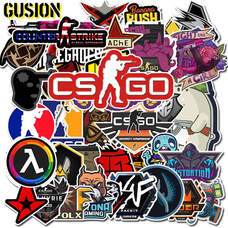 50PCS/Pack CS GO Anime Game Stickers Skateboard Laptop Guitar Luggage Funny Cool Graffiti Retro Sticker Kids Toys - купить по