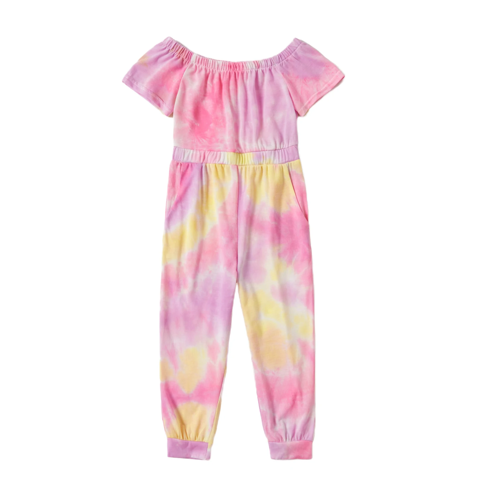 

Kids Baby Girls Off Shoulder Tie-dye Romper Jumpsuit Stylish Romper Jumpsuit for Children Girls