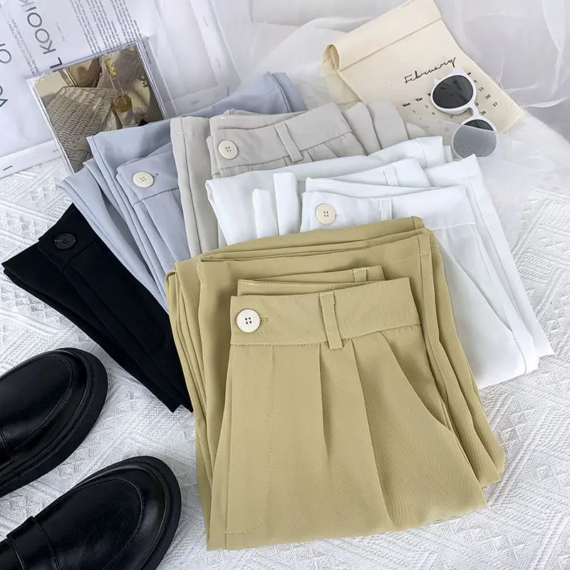 

2021 wide-leg suit pants women Korean temperament casual black mopping pants Spring and summer The New High waist loose trousers