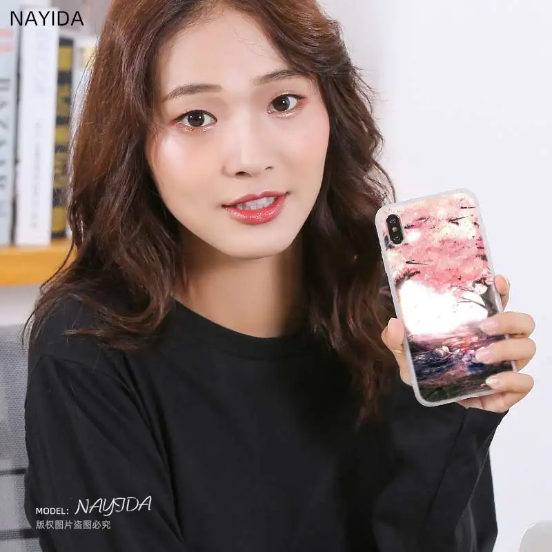 Soft Silicone Case For Samsung Galaxy S21 S20 Ultra 5G S10 Lite S9 Plus Fe S8 S7 Cover Japanese cherry blossom | Мобильные телефоны