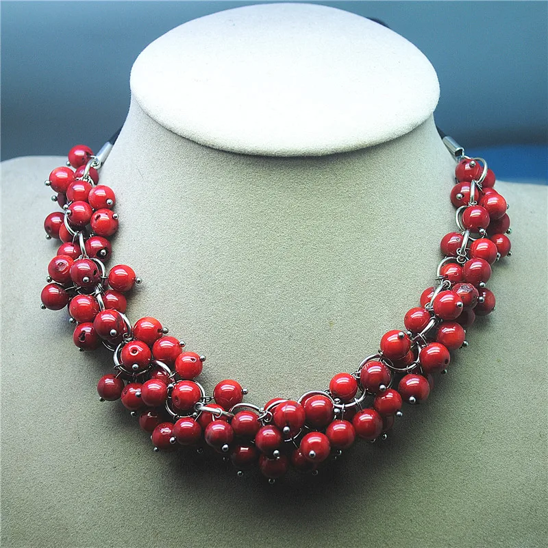 

1PC Nature Red Coral Necklace For Women's Necklace Party Wearring Unique Jewelry For Your Top Popular IN Western 66 CM Length
